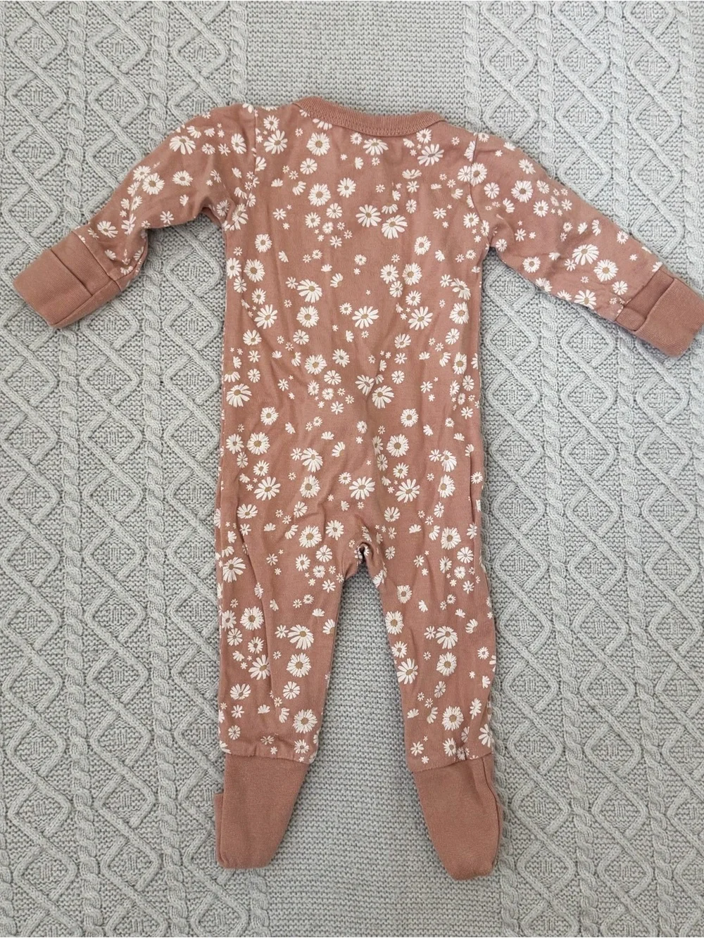 Caden Lane City Mouse Floral Footie Set Newborn 0-3M Groovy Mauve Daisy Boho
